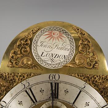 A mahogany veneered grandfather clock by John Parkes London.