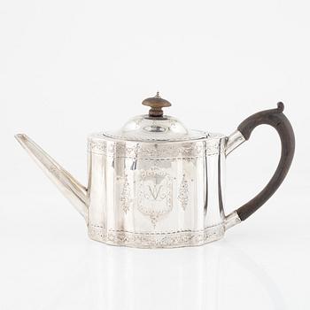 An English Silver Teapot, mark of Joshua Jackson, London 1788.