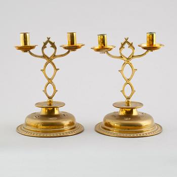 KANDELABRAR, 1 par, mässing. 1800-talets andra hälft.