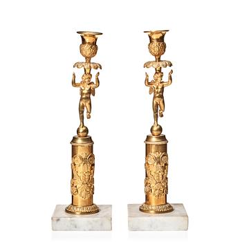 116. A pair of late Gustavian candlesticks.