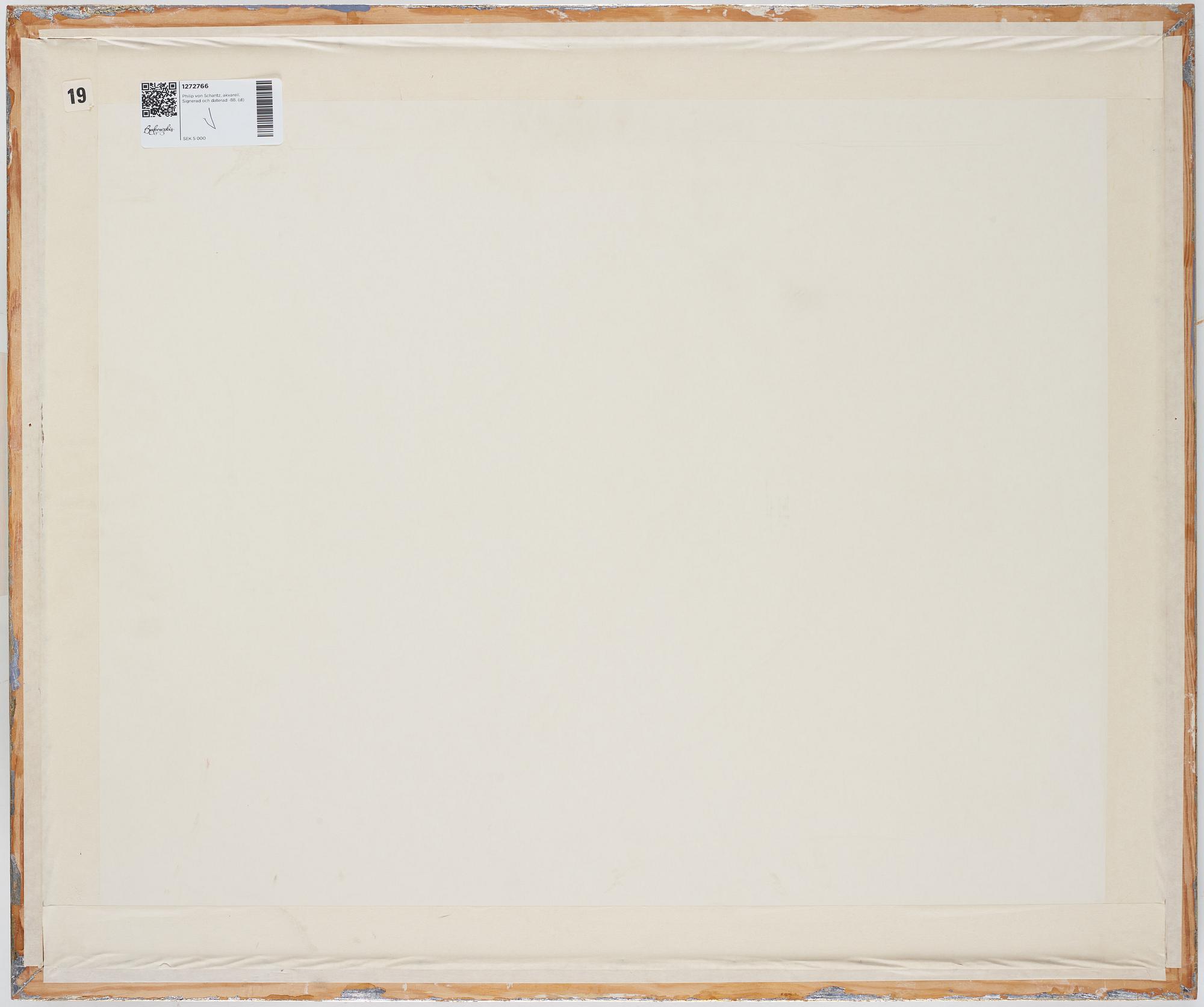 Philip von Schantz, water colour. Signed and dated -88.