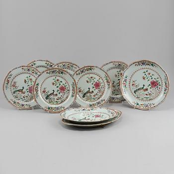 PARTI PORSLIN, 9 delar, Kina, 1700-tal.