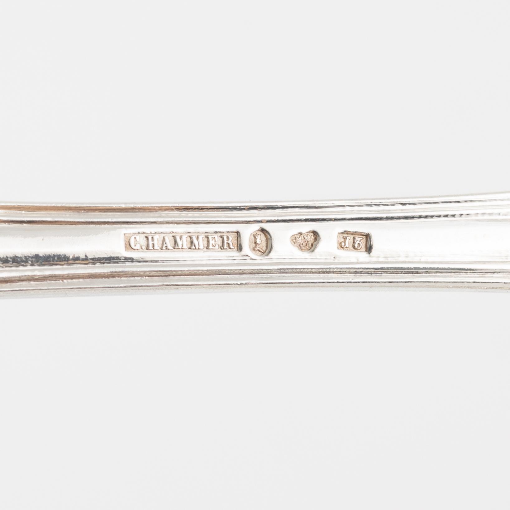 A 102-pieces of "Olga" silver flat wear, Ch.Hammer, Stockholm, 1851-63, and C.G.Hallberg, Stockholm, 1906-38.