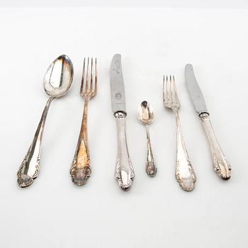 Bestickuppsättning, 60 delar, silver, bl. a. JLH, "Haga", 1950-60-tal.