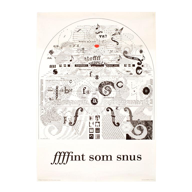 BERNDT PETTERSSON, affisch, offset, "ffffint som snus", 1969. Utgiven av Bo Caverfors Bokförlag.