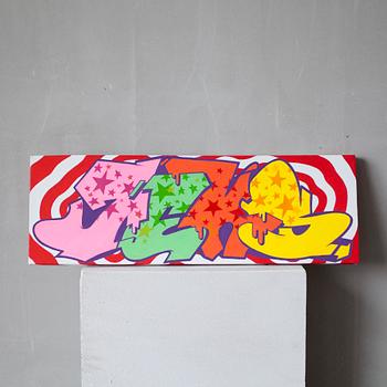 JEKS, "Clown", felt pen on canvas, signed and dated 2010.