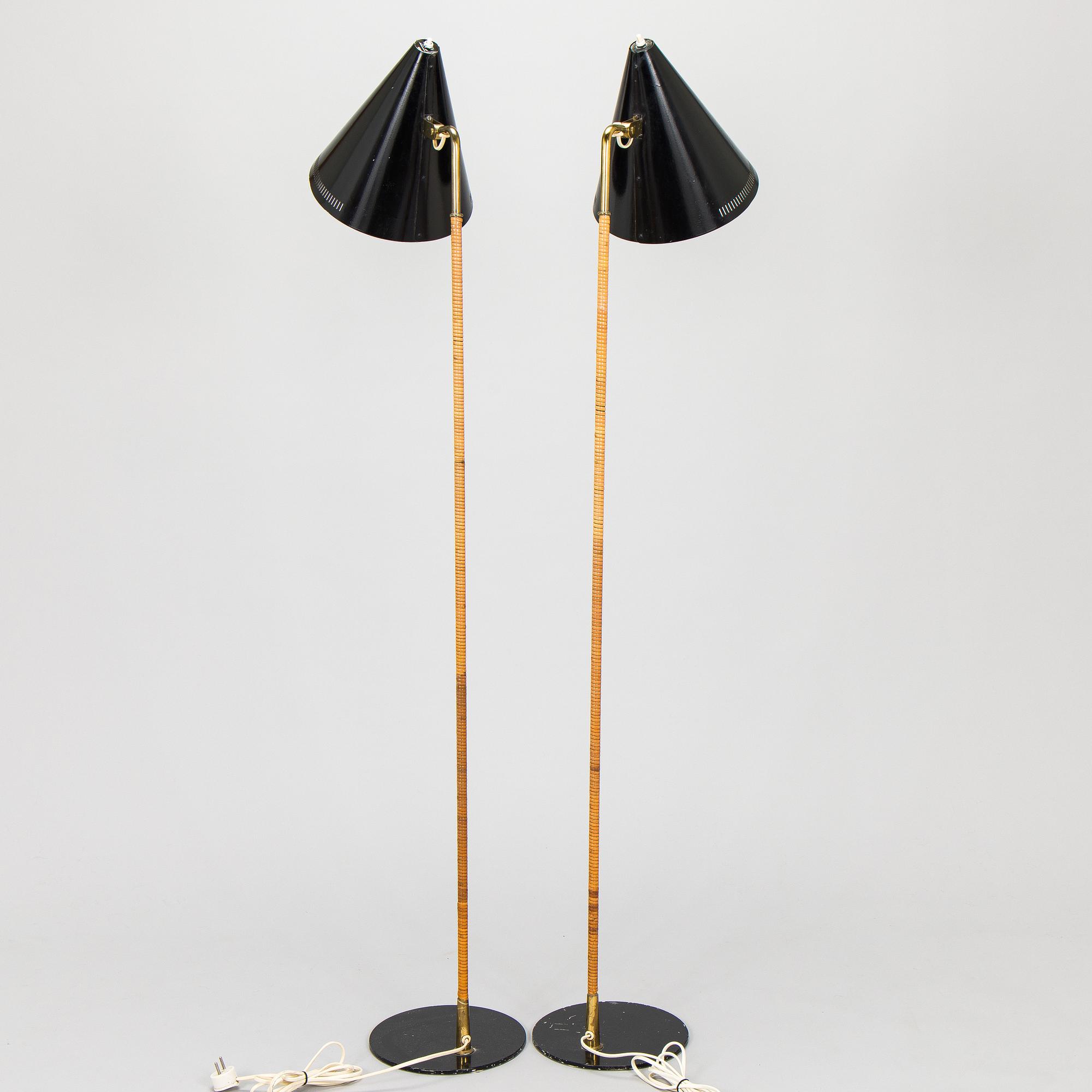 Paavo Tynell, a pair of mid-20th century K10-10 floor lamps for Taito Finland.