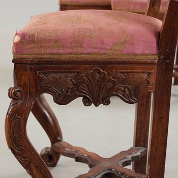 Four Régence 18th century chairs.