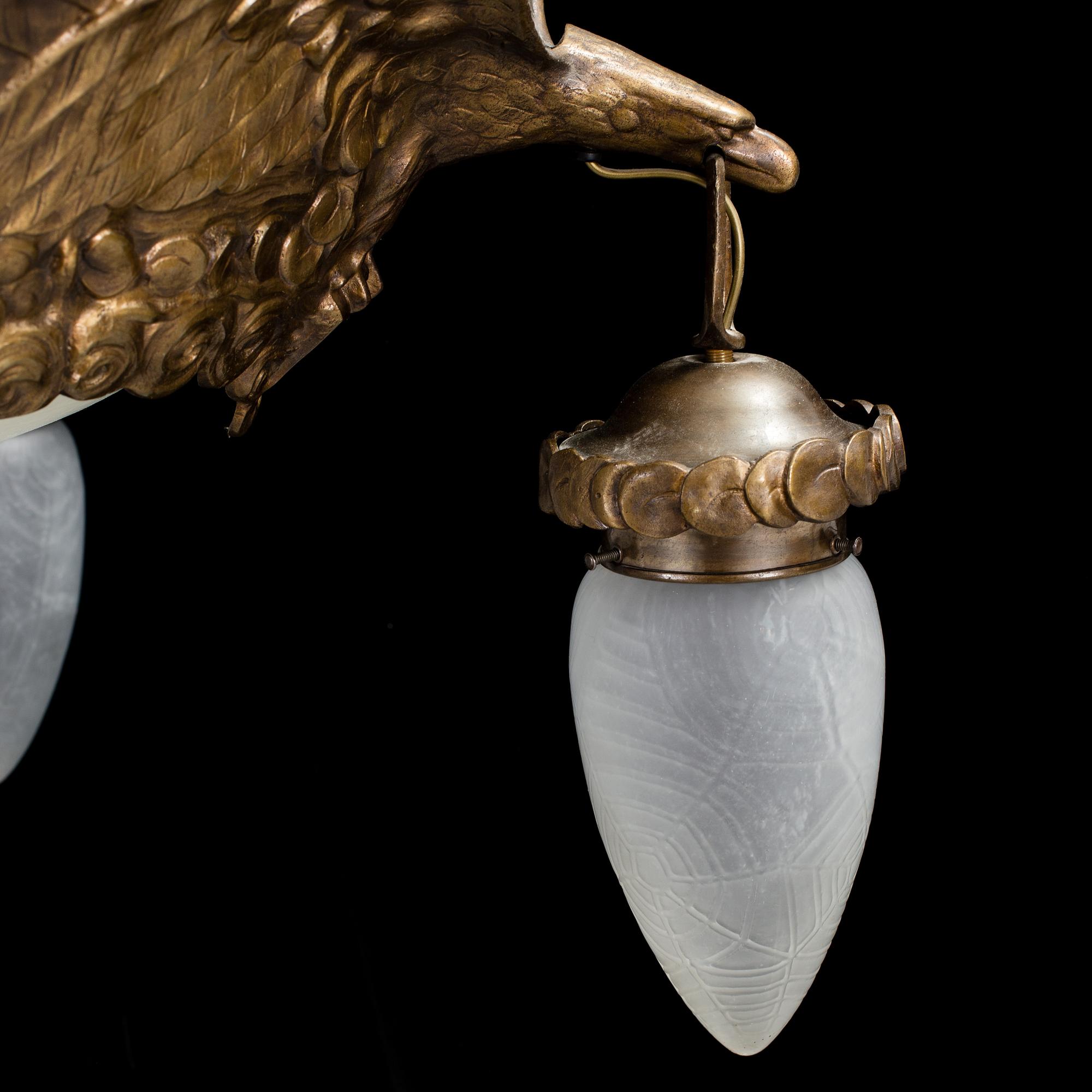 ALICE NORDIN, tillskriven, taklampa, Jugend, Böhlmarks, 1900-talets början. Höjd ca 105 cm.