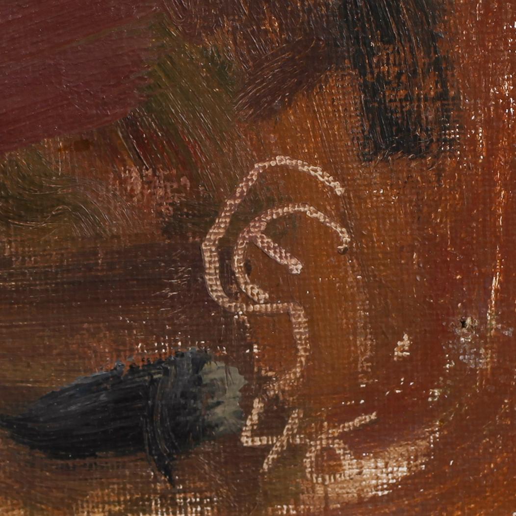 OKÄND KONSTNÄR, olja på duk, 1900-talets mitt, otydligt monogramsignerad.