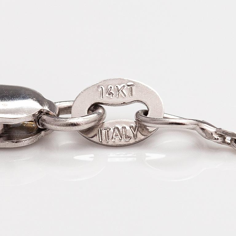 Kaulakoru, 14K valkokultaa, timantti n. 0.93 ct.
