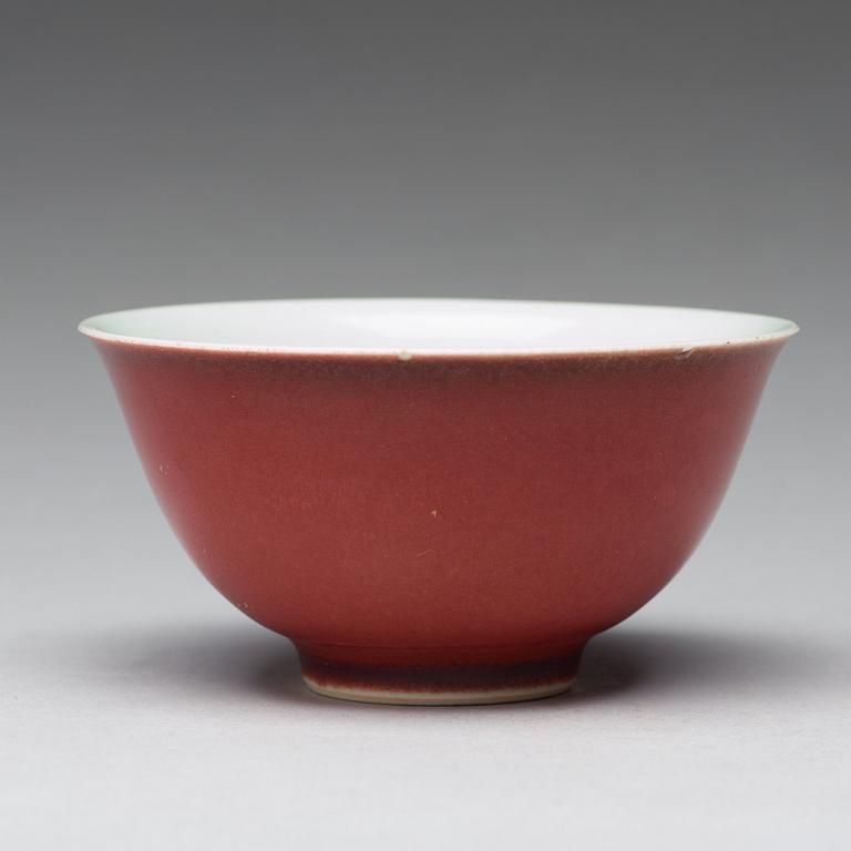 A 'sang de boef' glazed bowl, Qing dynasty (1644-1912), with Qianlong mark.