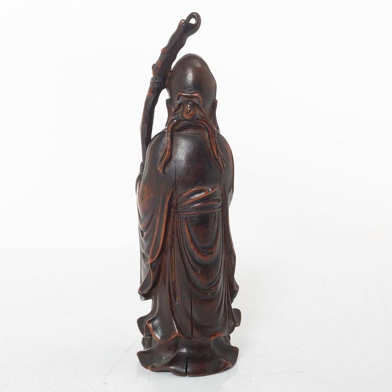 A Chinese Shoulao bamboo figure, Qing dynasty (1644-1912).