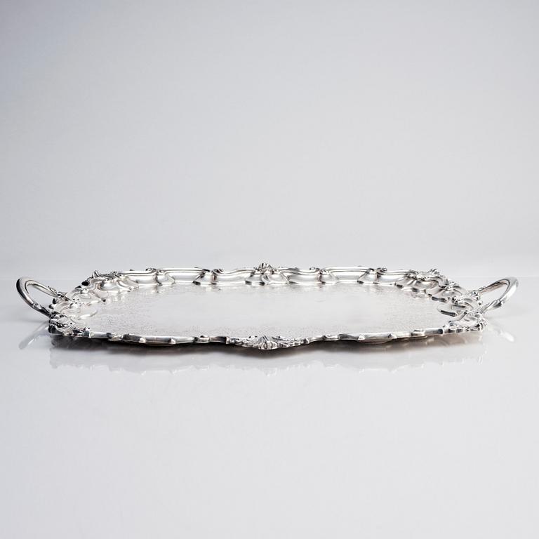 An English silver tray, mark of Robert Hennell III, London, England 1843.