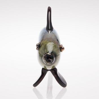 A 1980s art glass fish signed Oiva Toikka Nuutajärvi Notsjö 150/150 NIB.