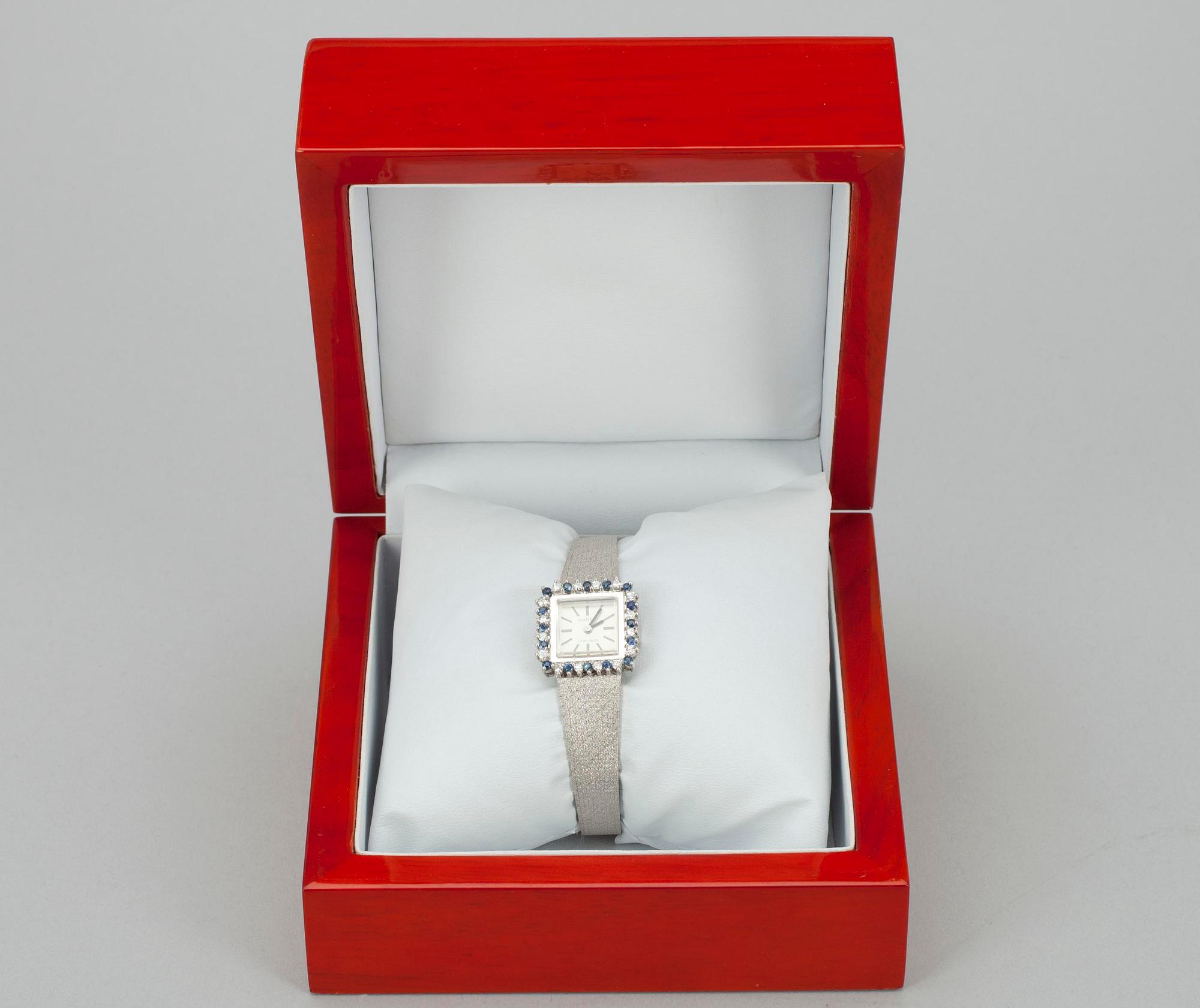 DAMUR, Anker 14K vitguld, diamanter ca 0,32 ct och safirer. Tyskland 1980-talet. Tot. vikt ca 36 g.