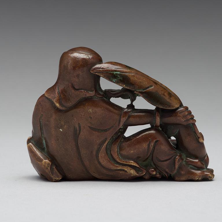 A bronze sculpture of one of the immortals, Qing dynasty, 18/19th Century.