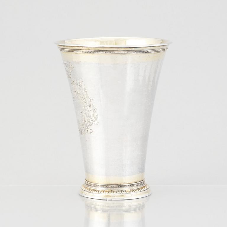 A Swedish 18th Century parcel-gilt silver beaker, mark of Jöns Silfverberg, Ystad 1761.