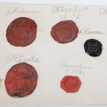 SAMLING ADLIGA, FRIHERRLIGA- OCH GREVLIGA SVENSKA LACKSIGIL, 36 st, 1800-/1900-tal.
