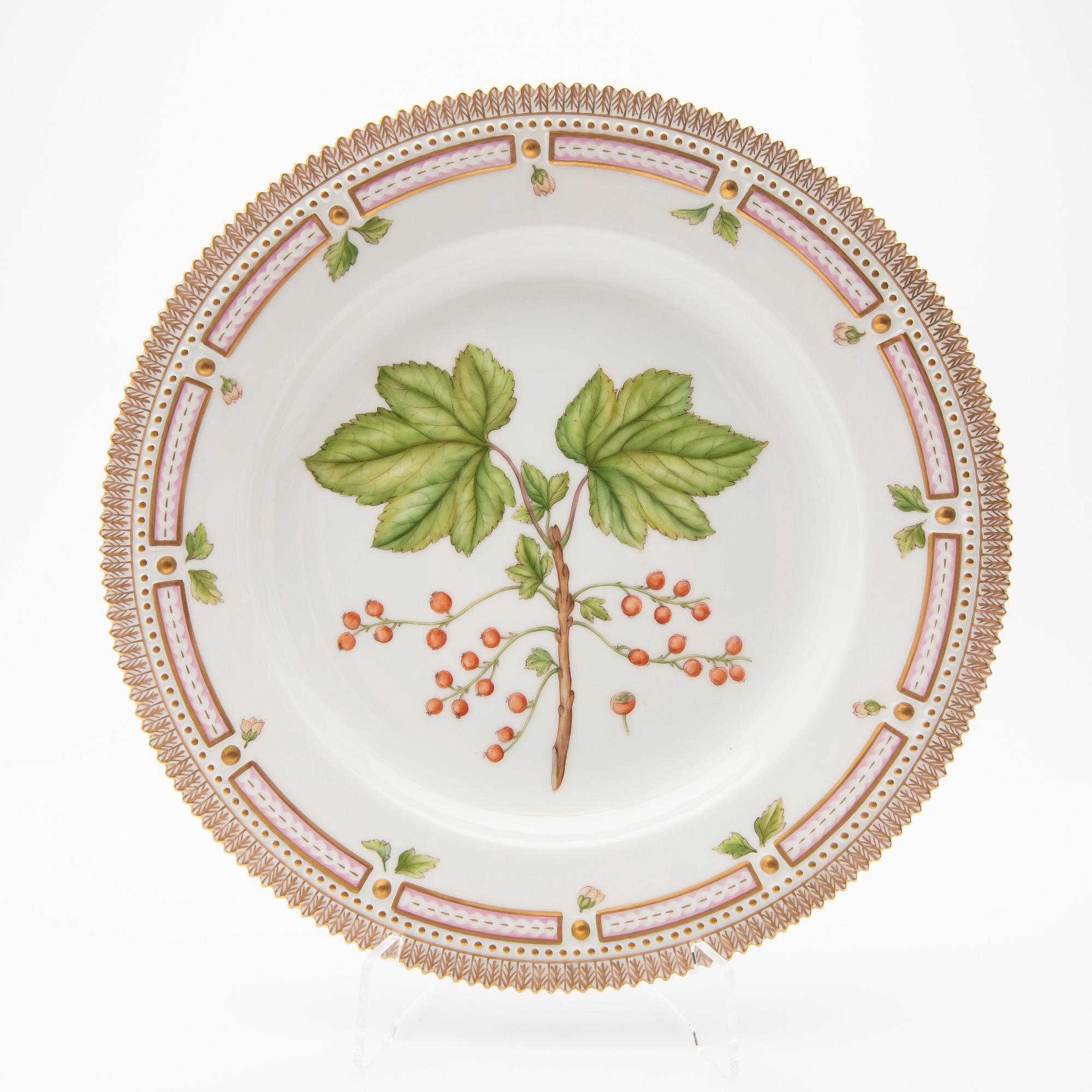 Plate, porcelain, "Flora Danica", Royal Copenhagen, Denmark, 20th century.