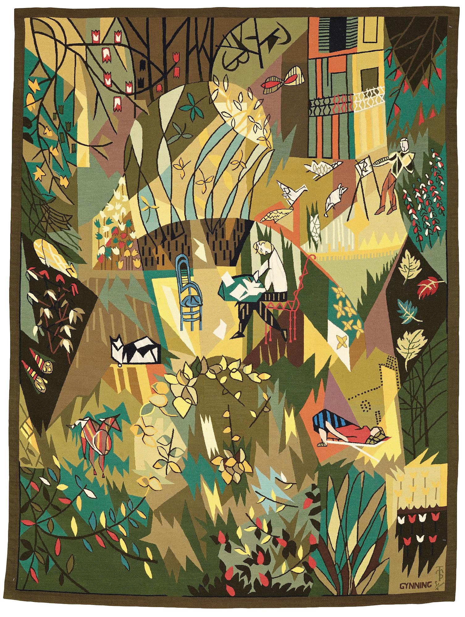 Lars Gynning, A Tapestry, "My Garden", flat weave, ca 193,5-195 x 145-146,5 cm, signed GYNNING MTP.