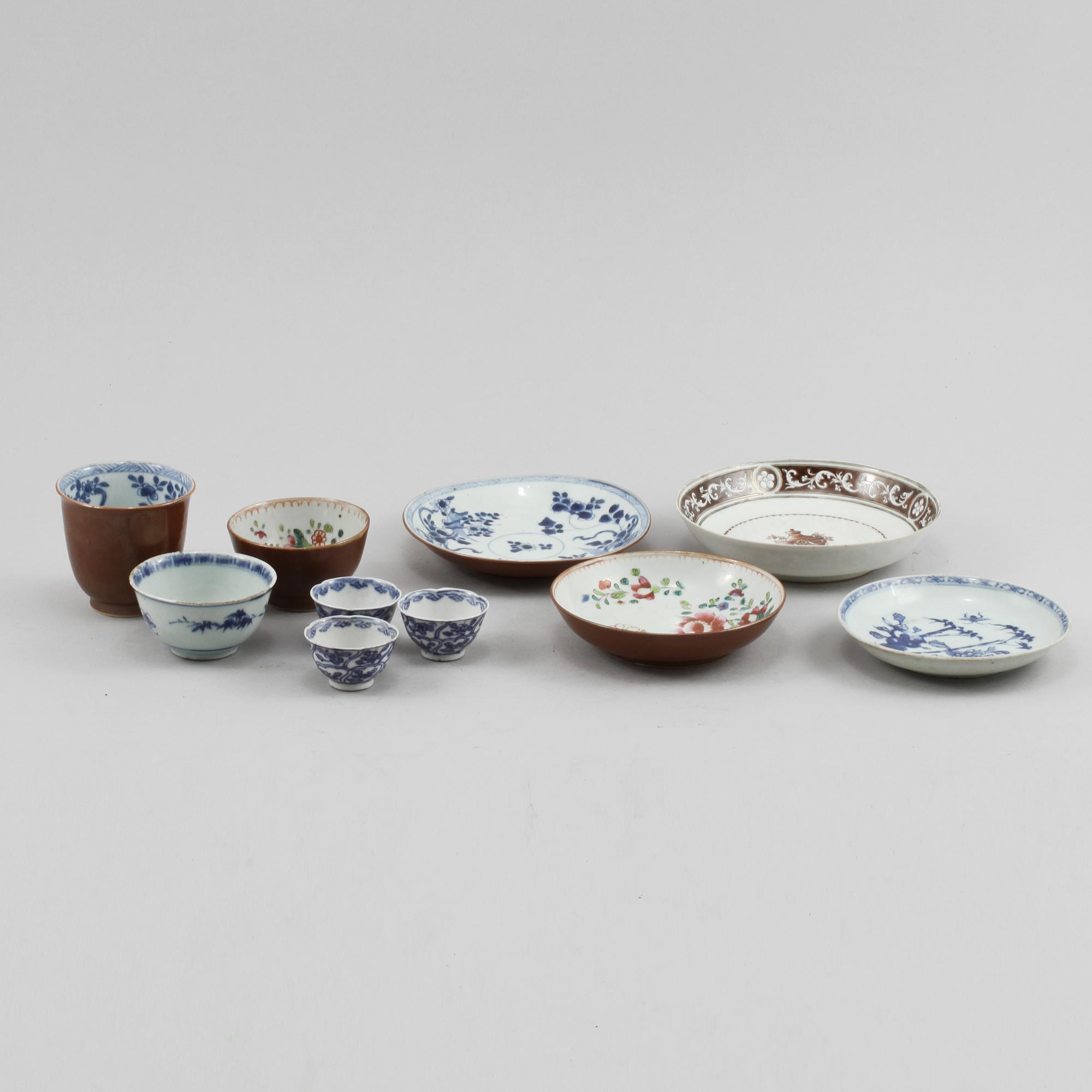 PARTI PORSLIN, 7 delar, Kina, 1700-tal.