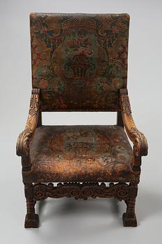 KARMSTOLAR, ett par, barockstil, omkring år 1900.