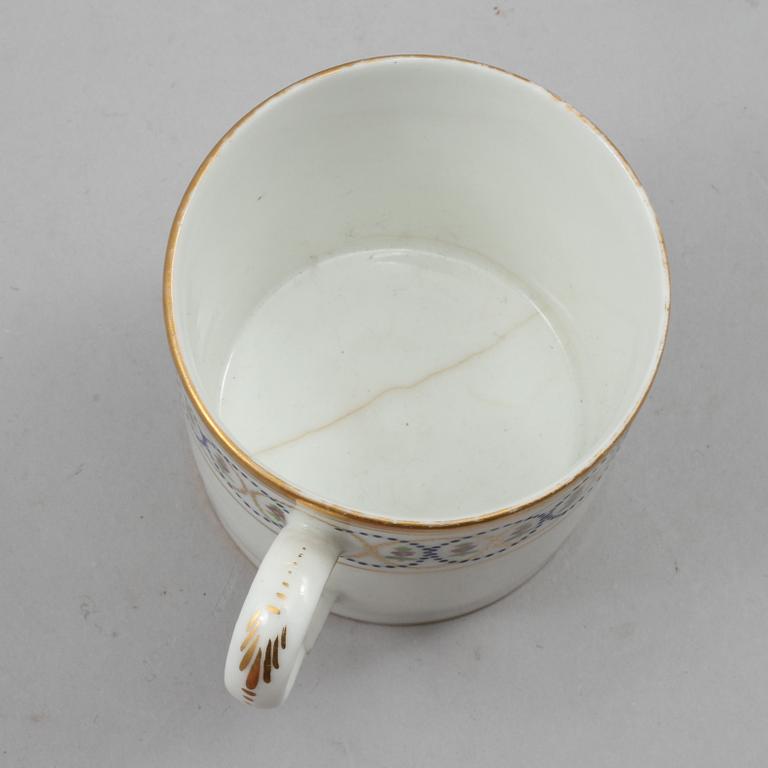 SERVISDELAR, 5 st, porslin, troligen La Courtille, Paris, empire, 1800-talets första hälft.