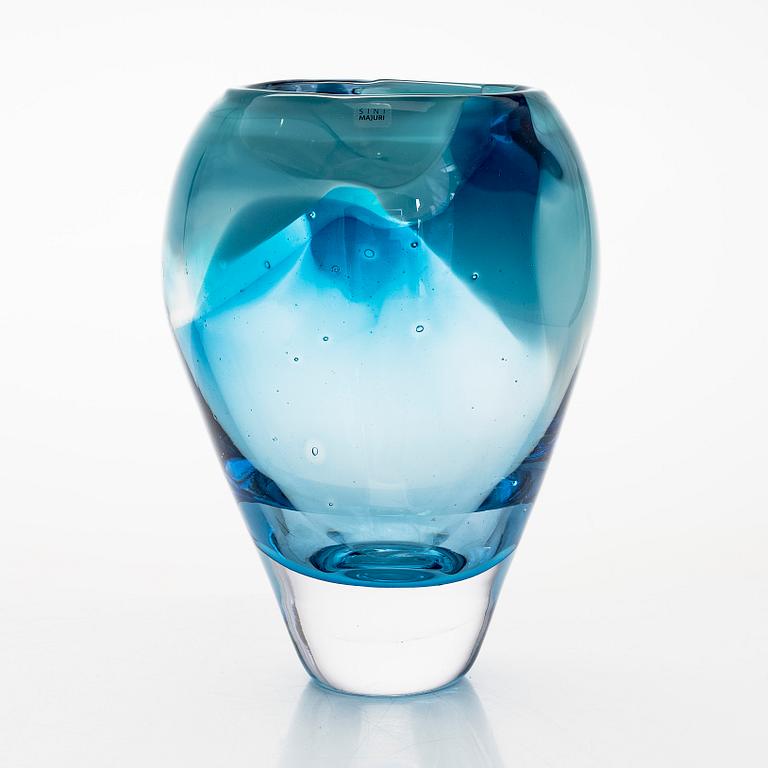 Sini Majuri, unique, glass sculpture, 'Jung Wide blue', sign. Sini Majuri 2019, Glass Studio Mafka&Alakoski Riihimäki.