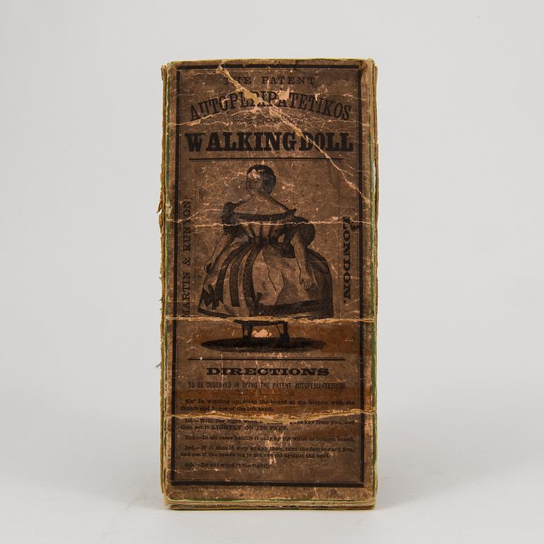 MARTIN & RUNYON, Autoperipatetikos walking doll, USA, 1860-tal.