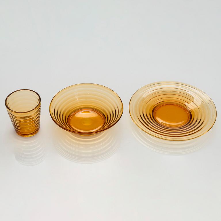 Aino Aalto, servisdelar, 3 st, "Bölgeblick" ,för Karhula Glasbruk 1930-tal.