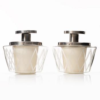 Harald Notini, a pair of ceiling lamps model "11197", Arvid Böhlmarks Lampfabrik, Stockholm, 1940s.