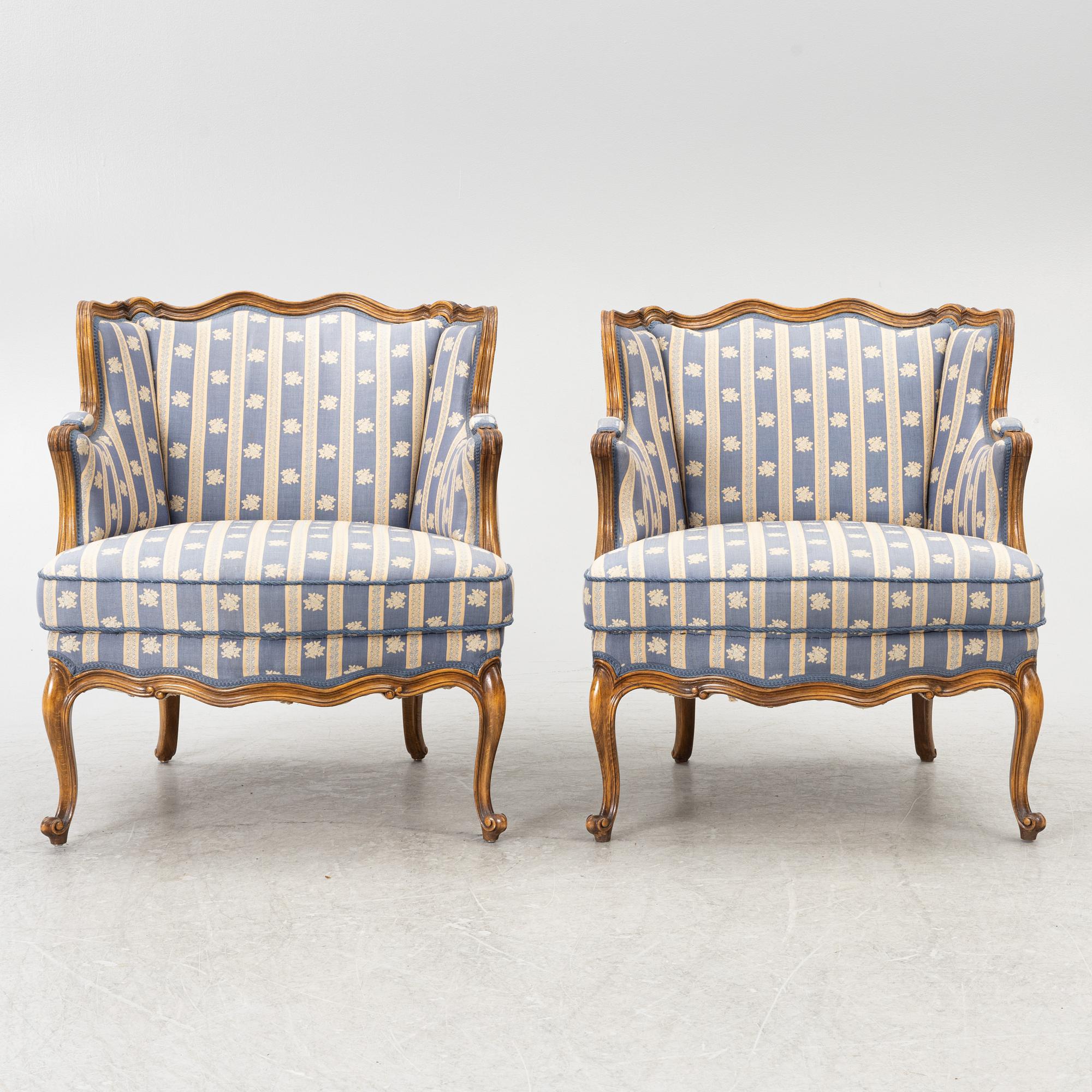 Bergèrer/fåtöljer, omkring år 1900.