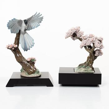 Lladró, two figurines, "Warbles for the blossom" and "Blossoming tree", Spain.
