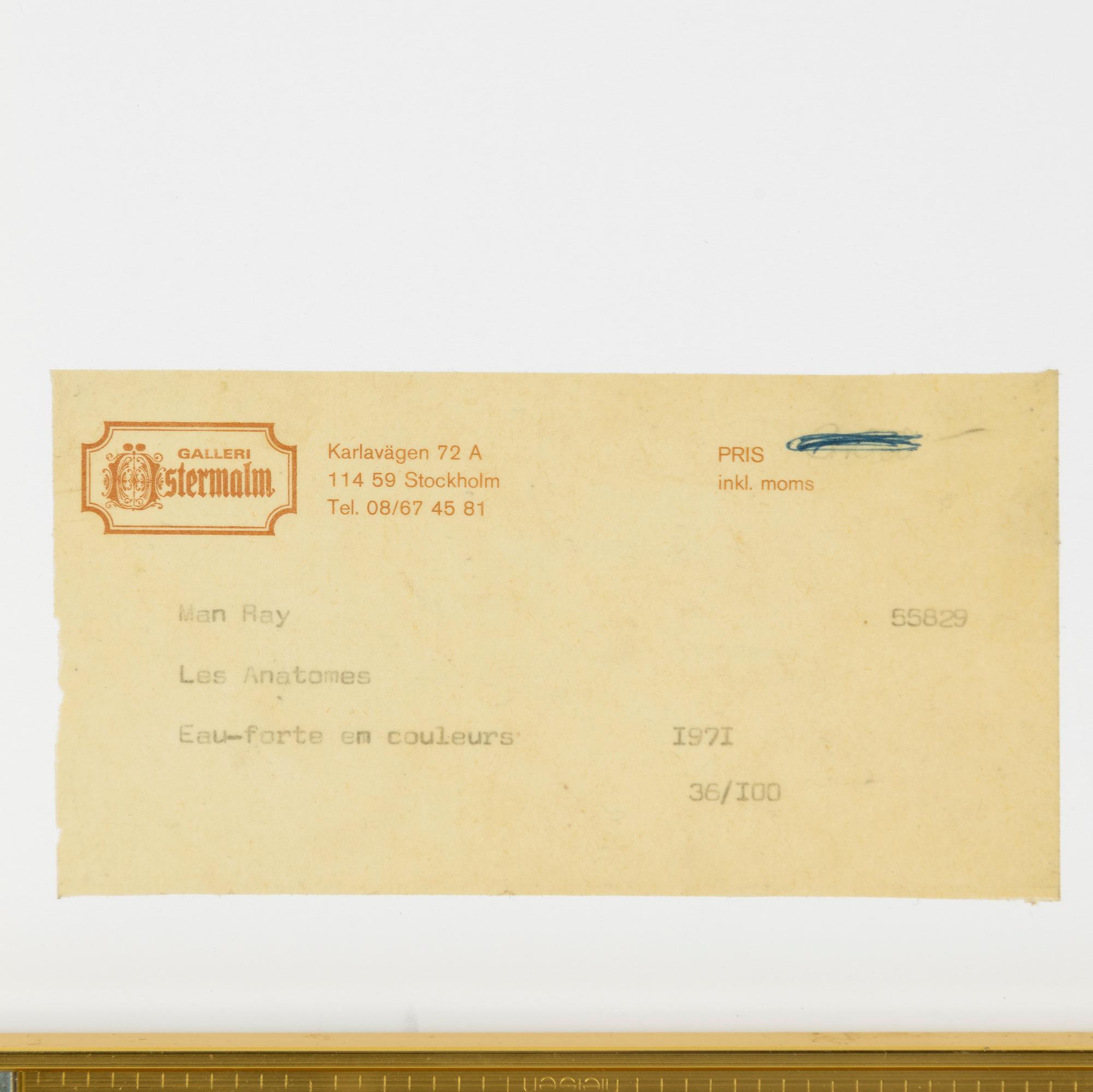 Man Ray, From  "Les Anatomes".