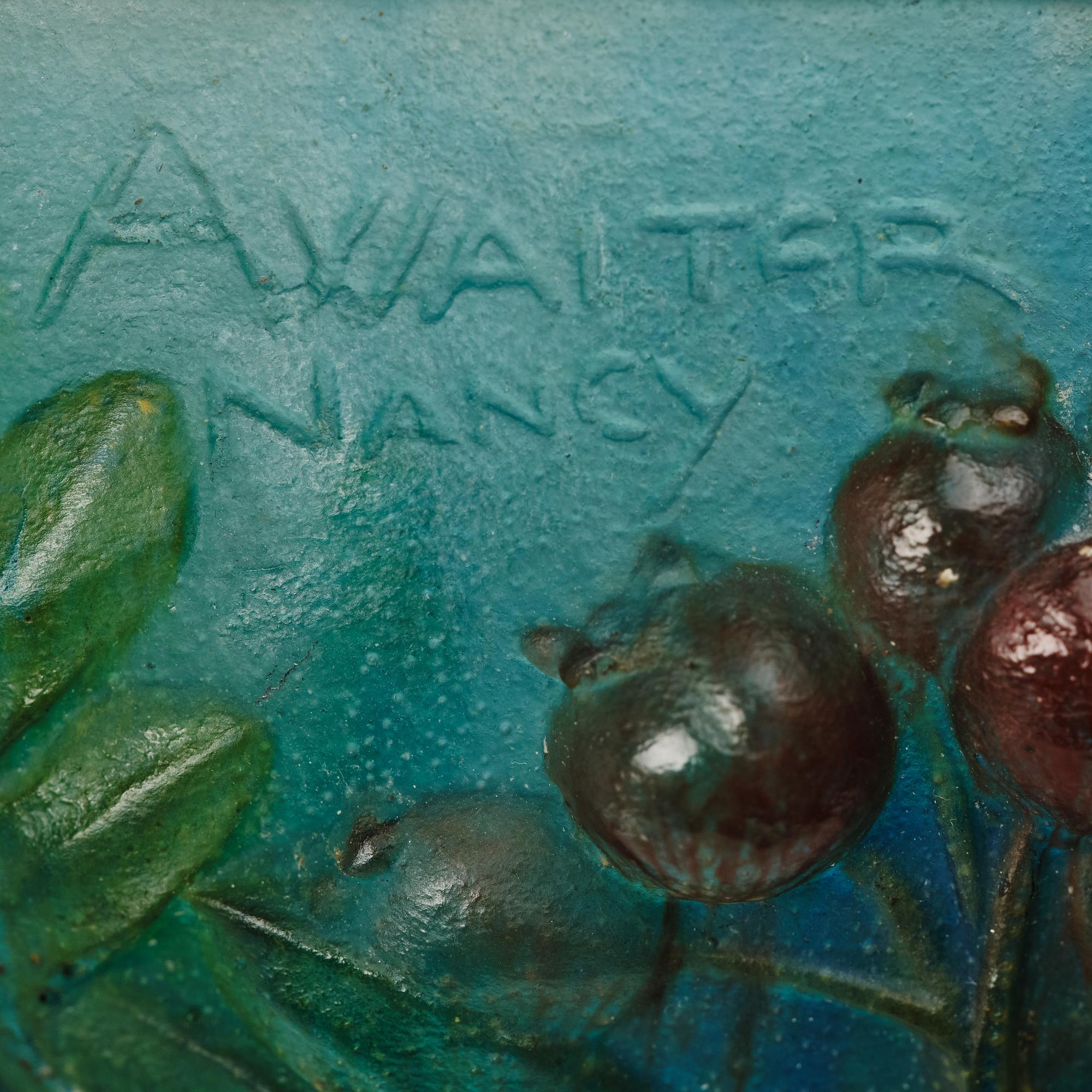 Amalric Walter & Henri Bergé, a pâte de verre bowl decorated with 'Sorbus intermeida' (latin), Nancy France 1920s.