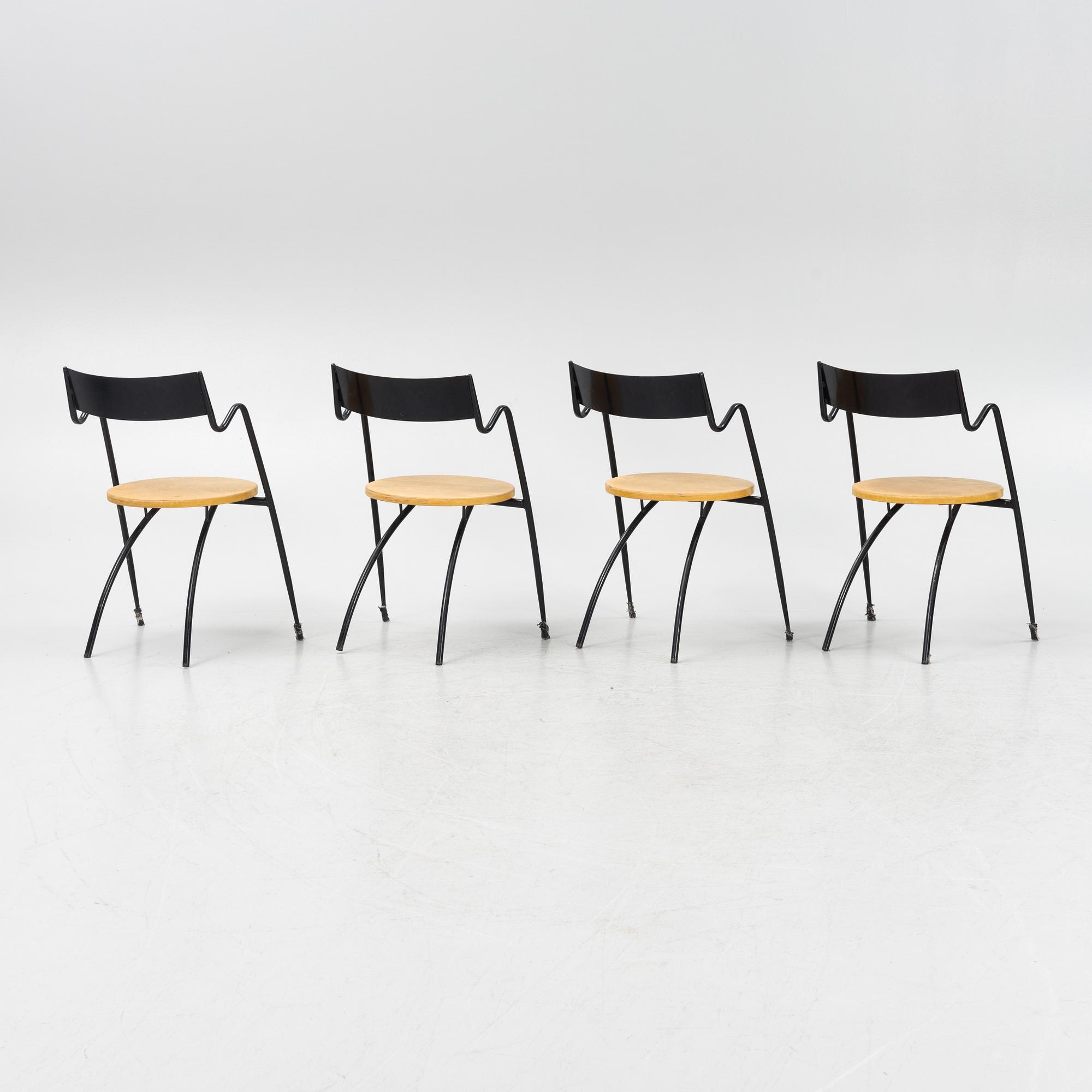 A set of four café chairs, probaly French.