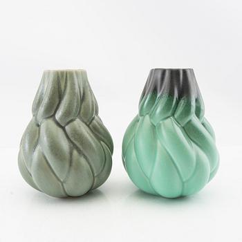 Lisa Hilland, vases 4 pcs "Eda" for Myltha, 21st century glazed stoneware.