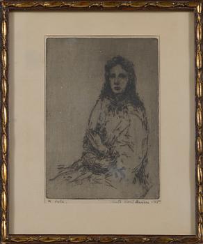 Unto Koistinen, etching, signed and dated -45, marked tpla.