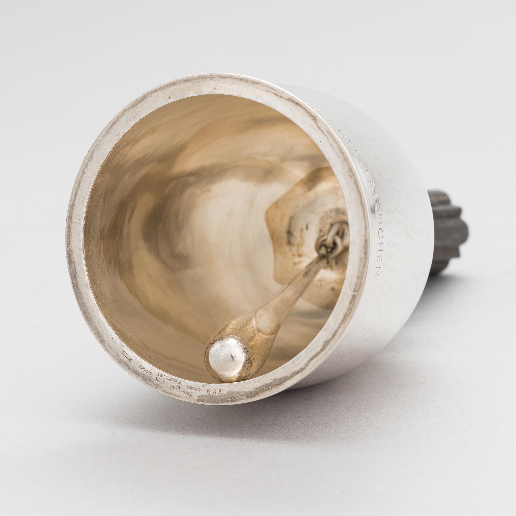 A sterling silver table bell, sterling silver, model 729, Georg Jensen Wendel A\S, Köpenhamn, Denmark 1945-51.
