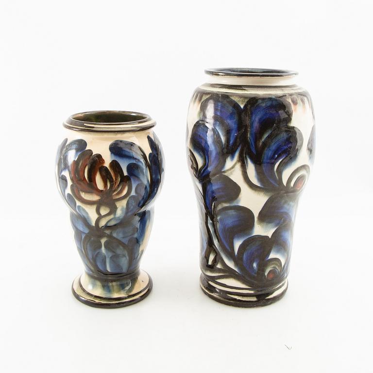 Vaser 4 st Annashaab lervarefabrik Danmark 1910/20-tal glaserat lergods.