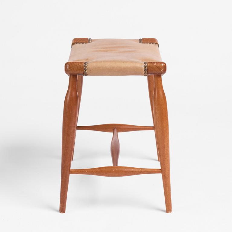 Josef Frank, a mahogany and leather upholstered stool, model 967, Svenskt Tenn.