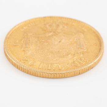 Gold coin, Sweden, Oscar II, 20 kr, 1875.