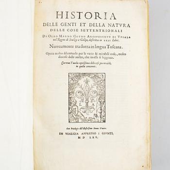 With engraved map of Scandinavia, 1565.