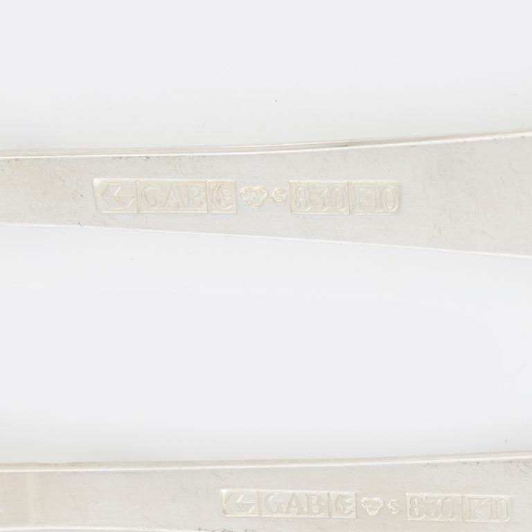 Jacob Ängman, a 'Rosenholm' silver flat wear set, 93 pieces, GAB, Eskilstuna, Sweden, 1978-81.