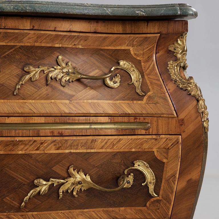 A Swedish Rococo 18th century commode by Johan Conrad Eckstein, master 1750.