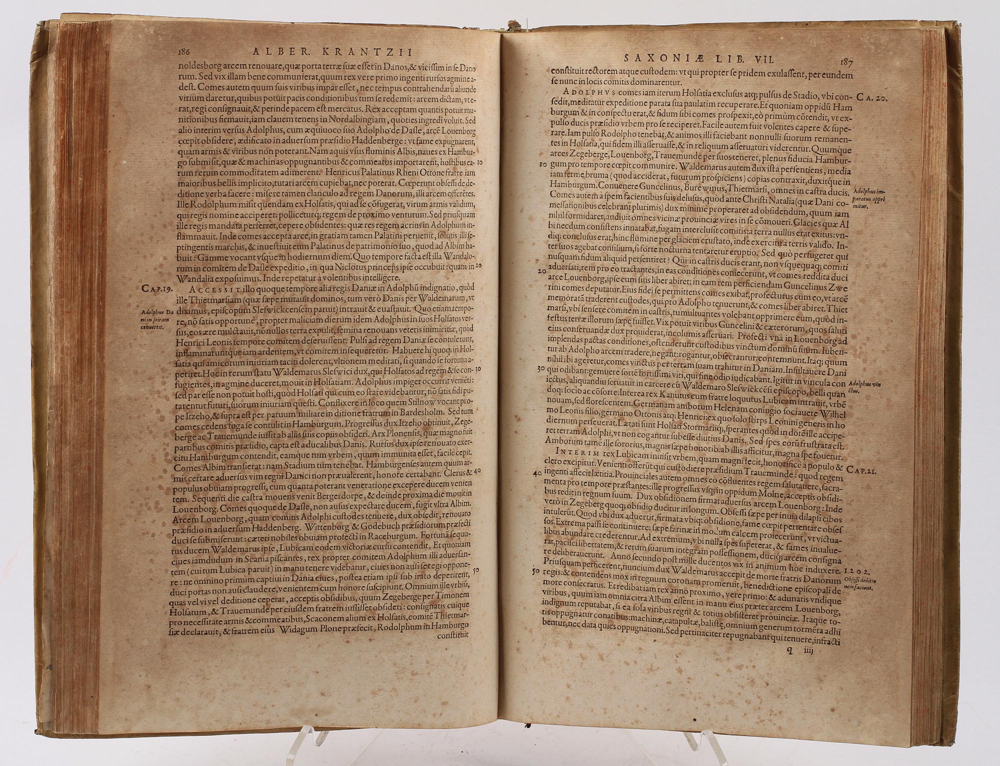 BOK, "Rerum Germanicacarum historici clariss" av Albert Krantz, Frankfurt 1575.