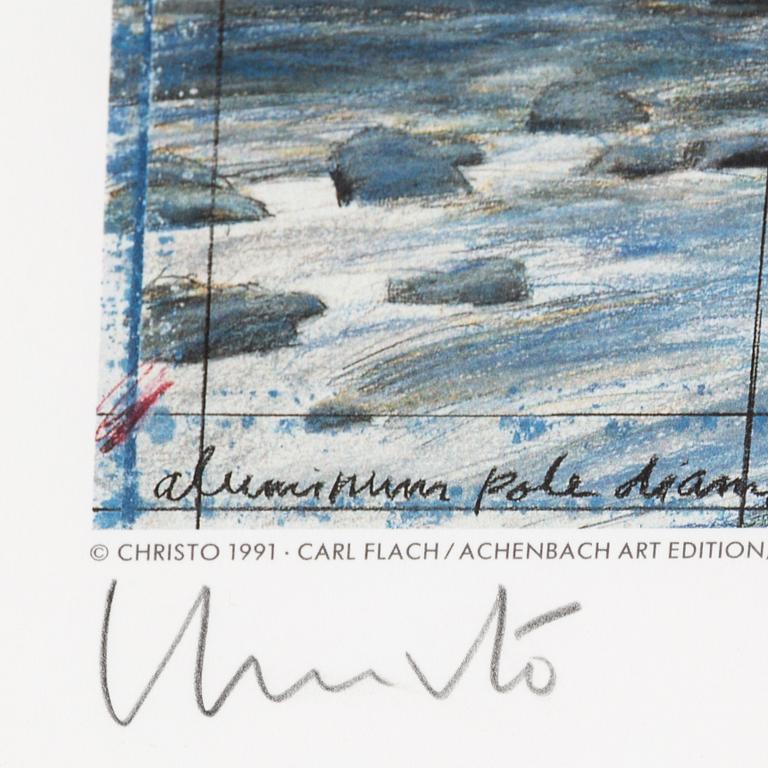 CHRISTO & JEANNE-CLAUDE, offset with canvas application, signed Christo in pencil.