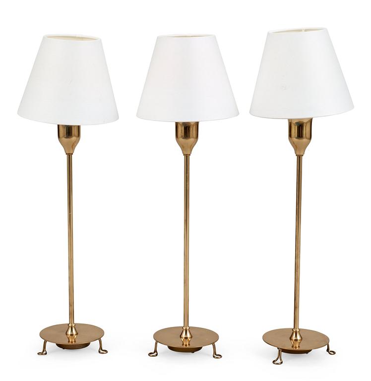 Three Josef Frank brass table lamps, Svenskt Tenn, model 2552/2.