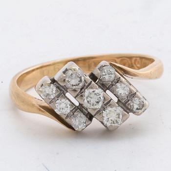 DIAMOND RING 18K gold and whitegold 9 brilliant-cut diamonds 0,64 ct engraved, ALTON Falköping 1998.